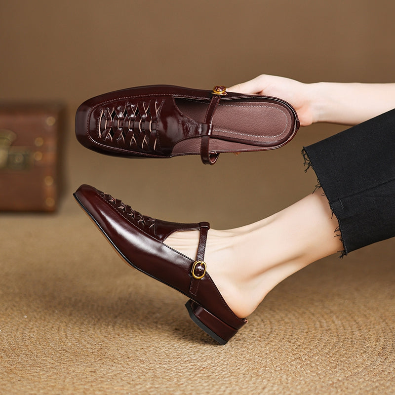 Véritable Mules en Cuir Elya