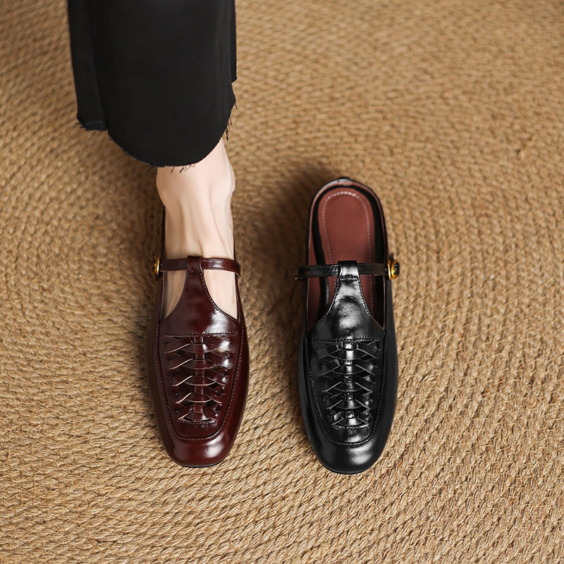 Véritable Mules en Cuir Elya