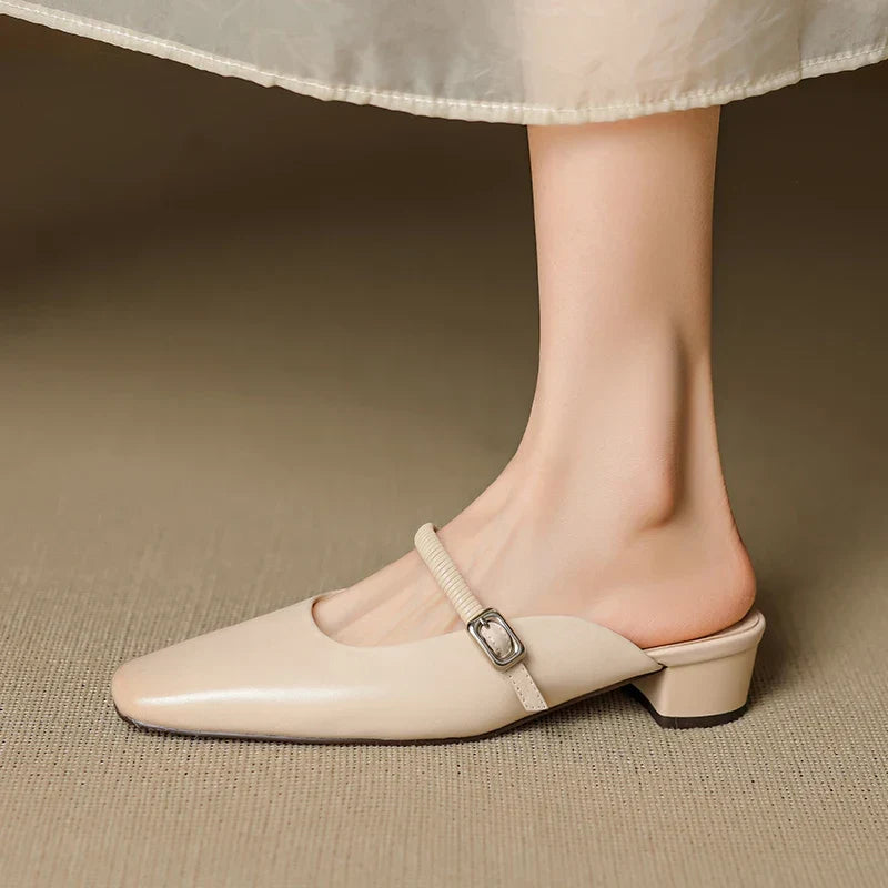 Mules Mary Jane en Cuir Authentique Kera