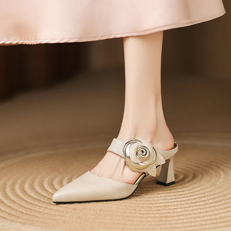 Escarpins en Cuir Véritable Grenat