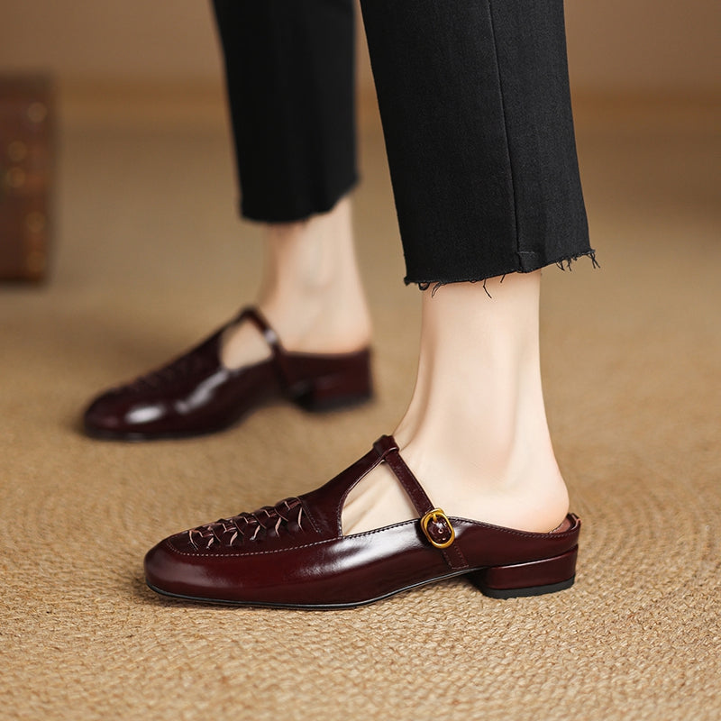 Véritable Mules en Cuir Elya