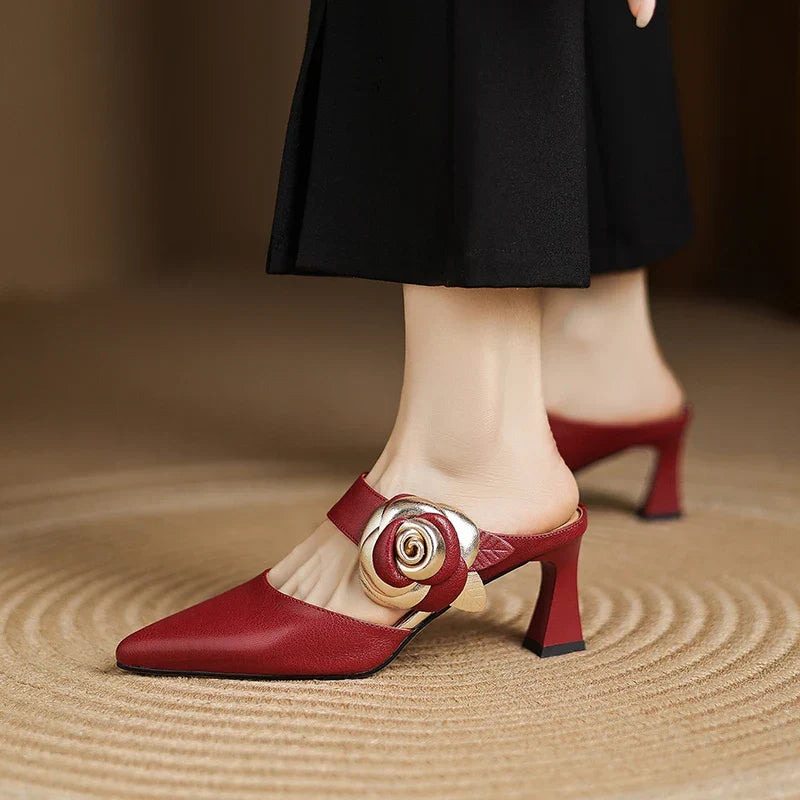 Escarpins en Cuir Véritable Grenat