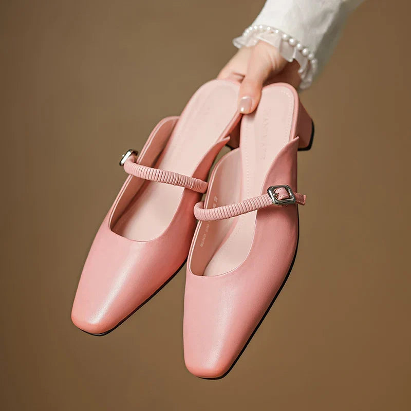 Mules Mary Jane en Cuir Authentique Kera