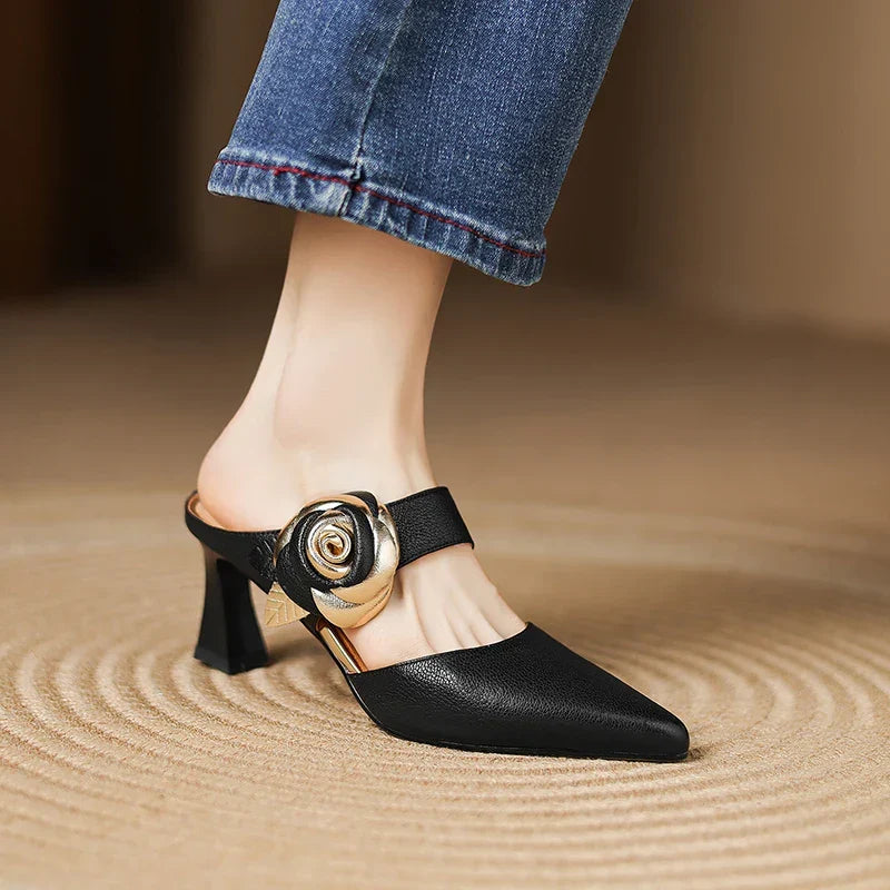 Escarpins en Cuir Véritable Grenat