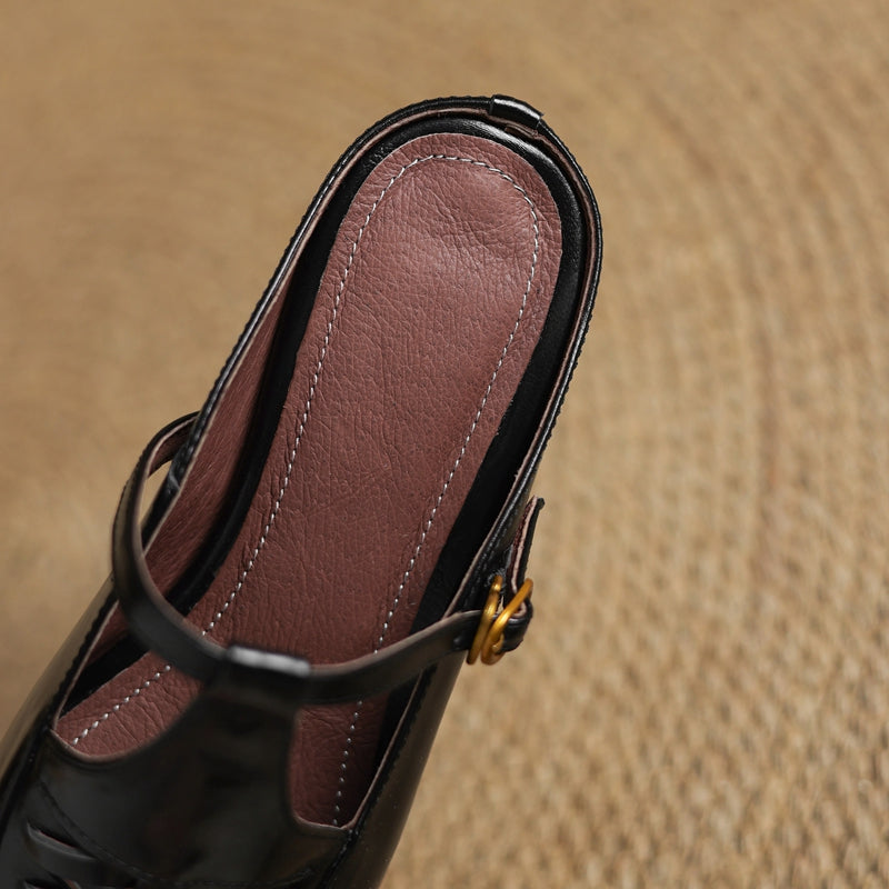 Véritable Mules en Cuir Elya