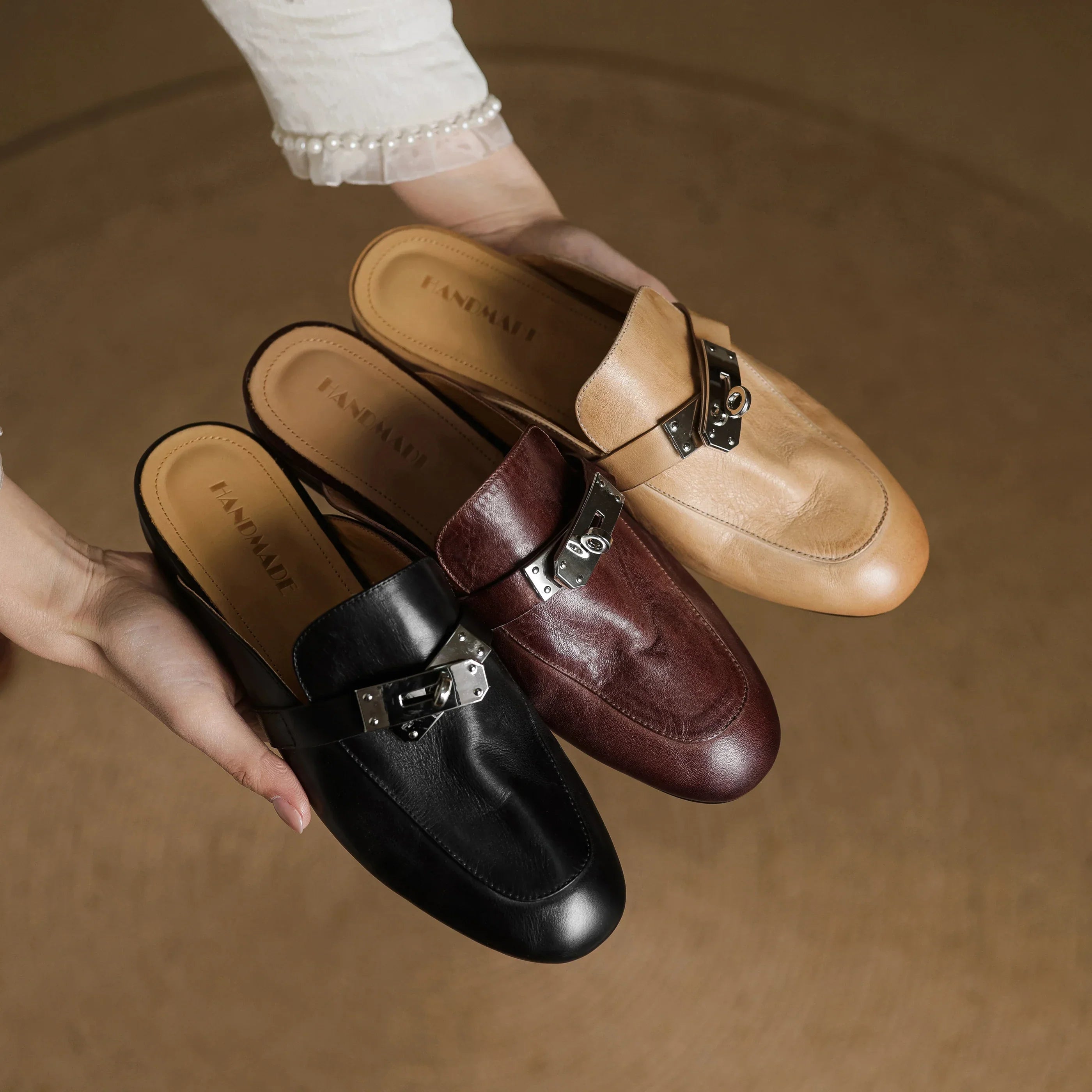 Carla Mules en Cuir Authentique