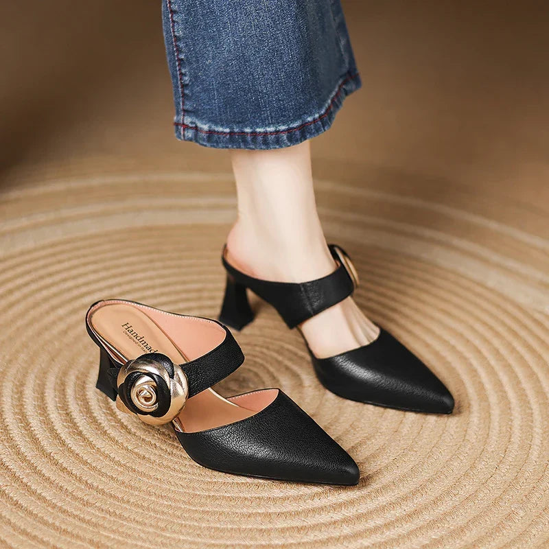 Escarpins en Cuir Véritable Grenat