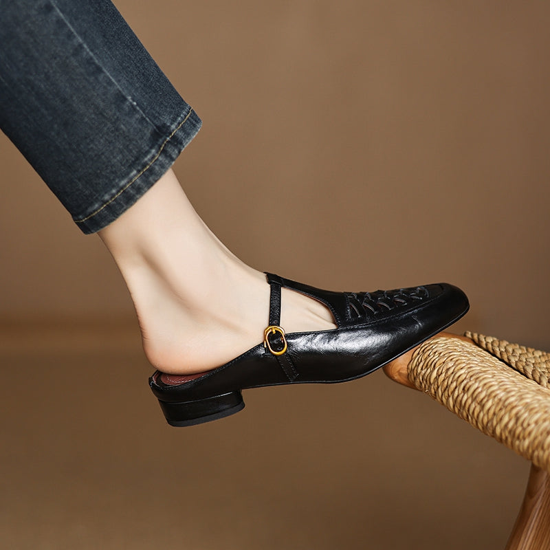 Véritable Mules en Cuir Elya