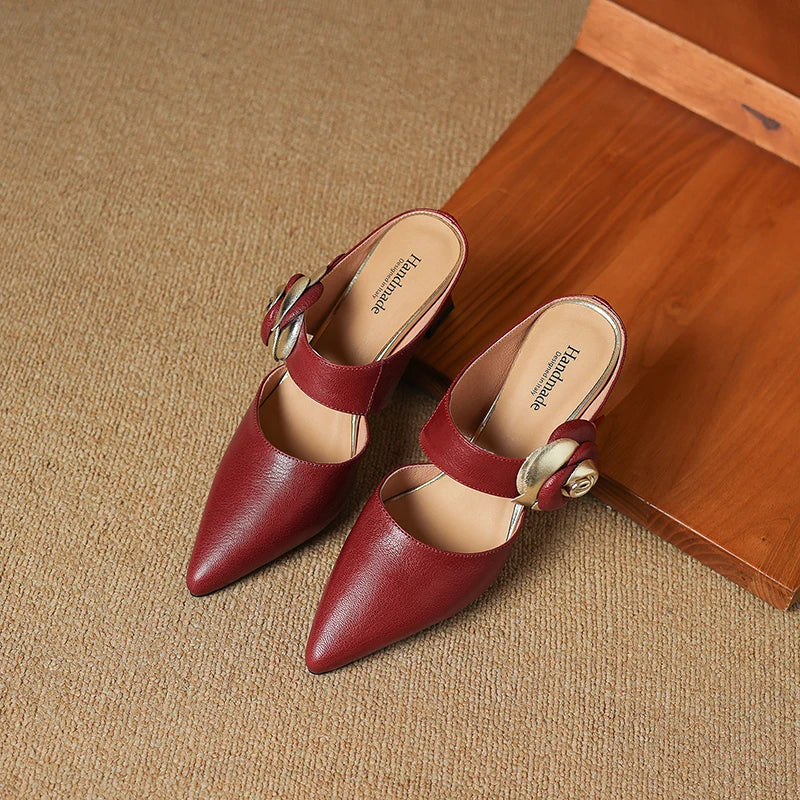 Escarpins en Cuir Véritable Grenat