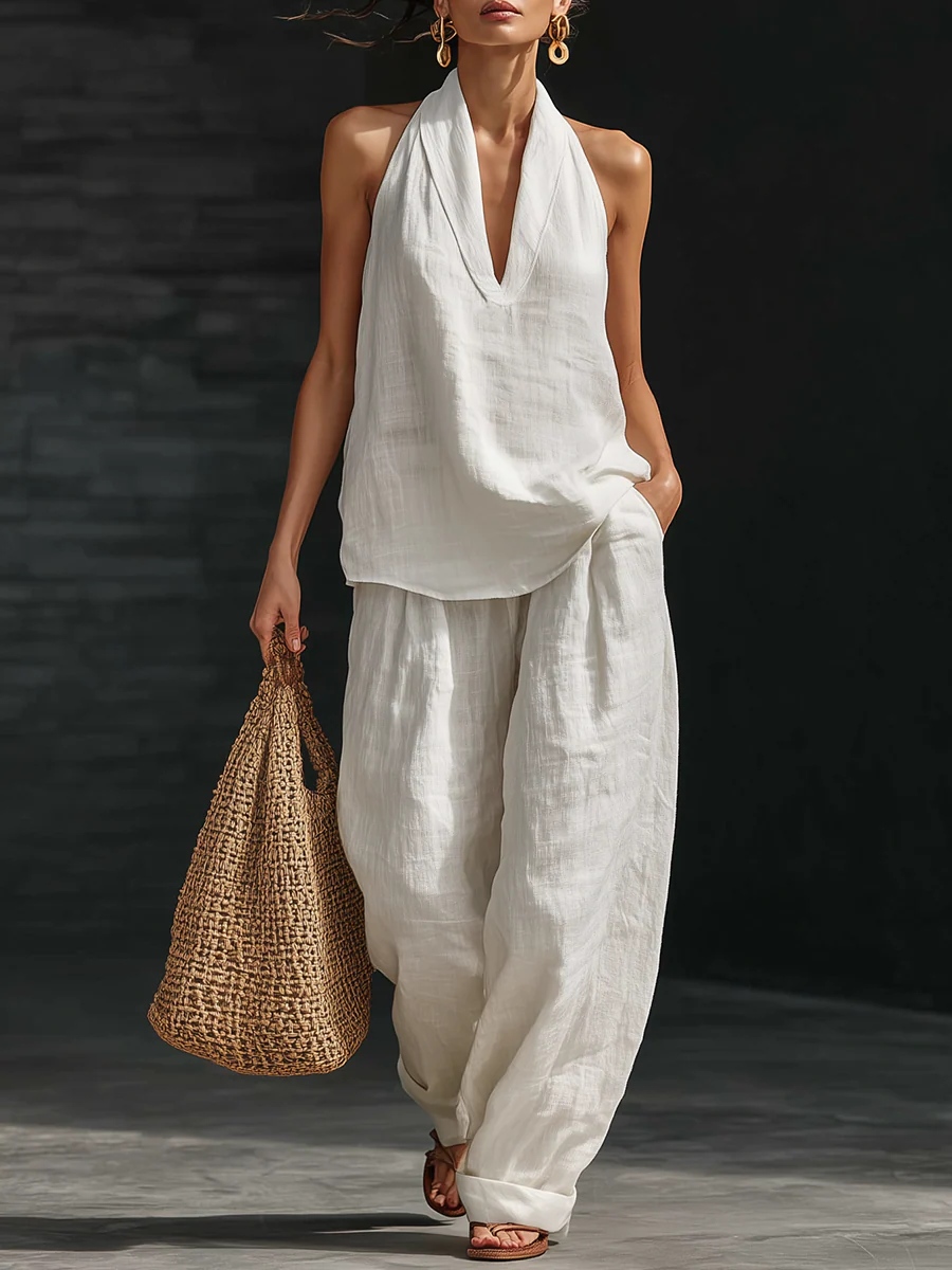 Ensemble sans manches avec pantalon ample