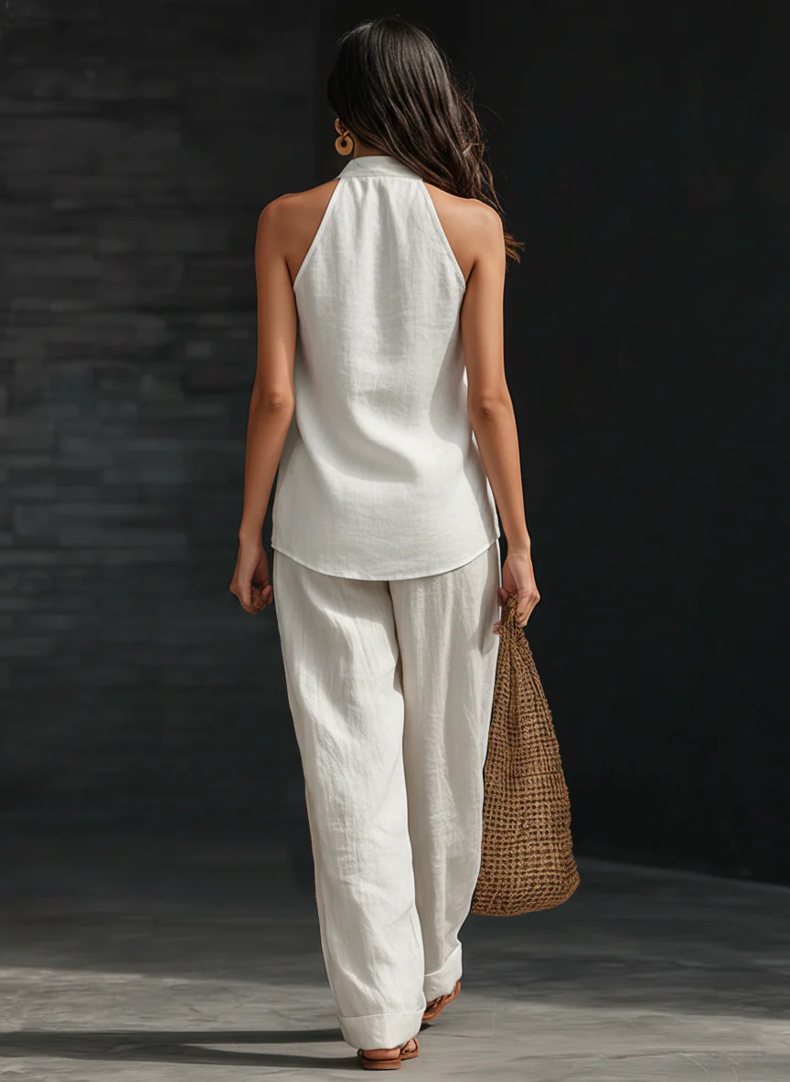Ensemble sans manches avec pantalon ample