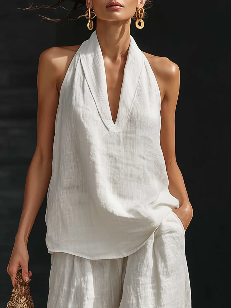 Ensemble sans manches avec pantalon ample