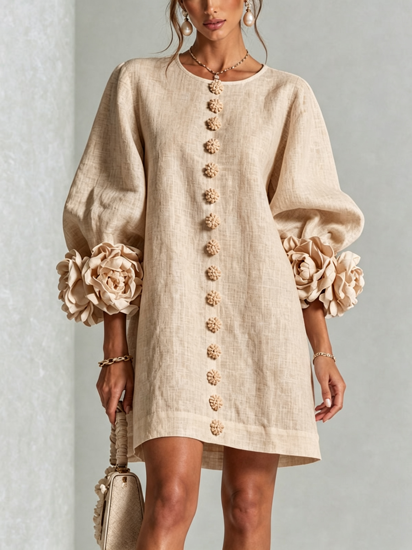 Robe Mini Florale Boutonnée