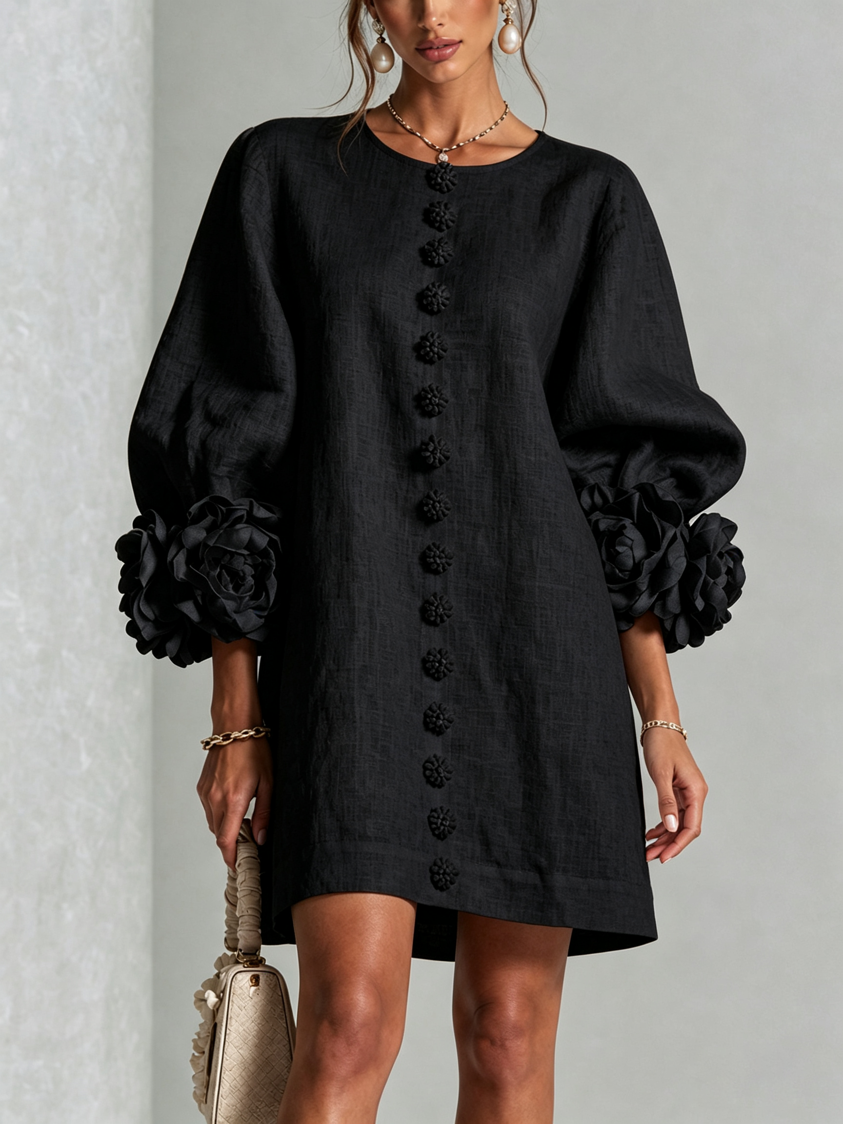 Robe Mini Florale Boutonnée