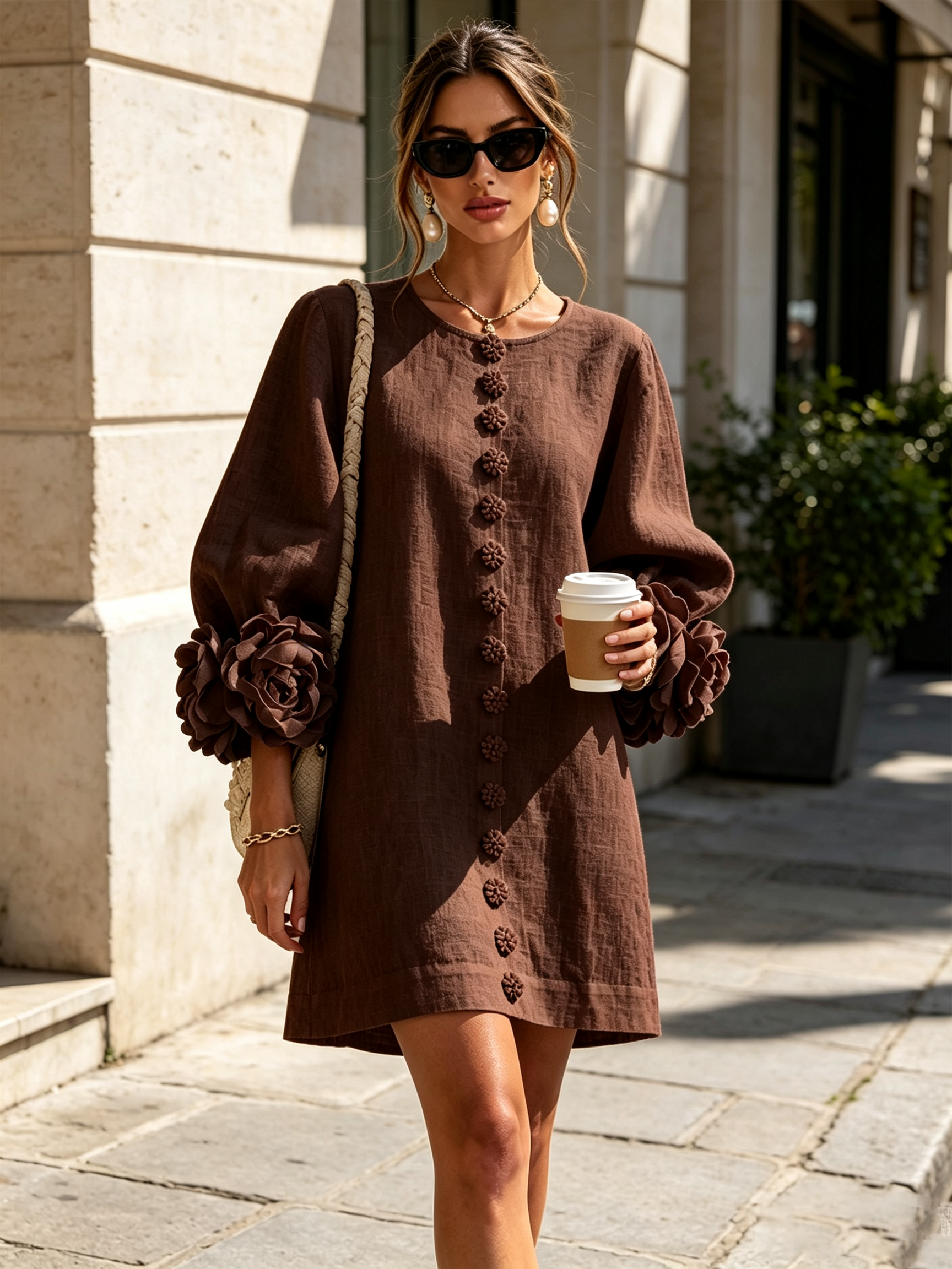 Robe Mini Florale Boutonnée