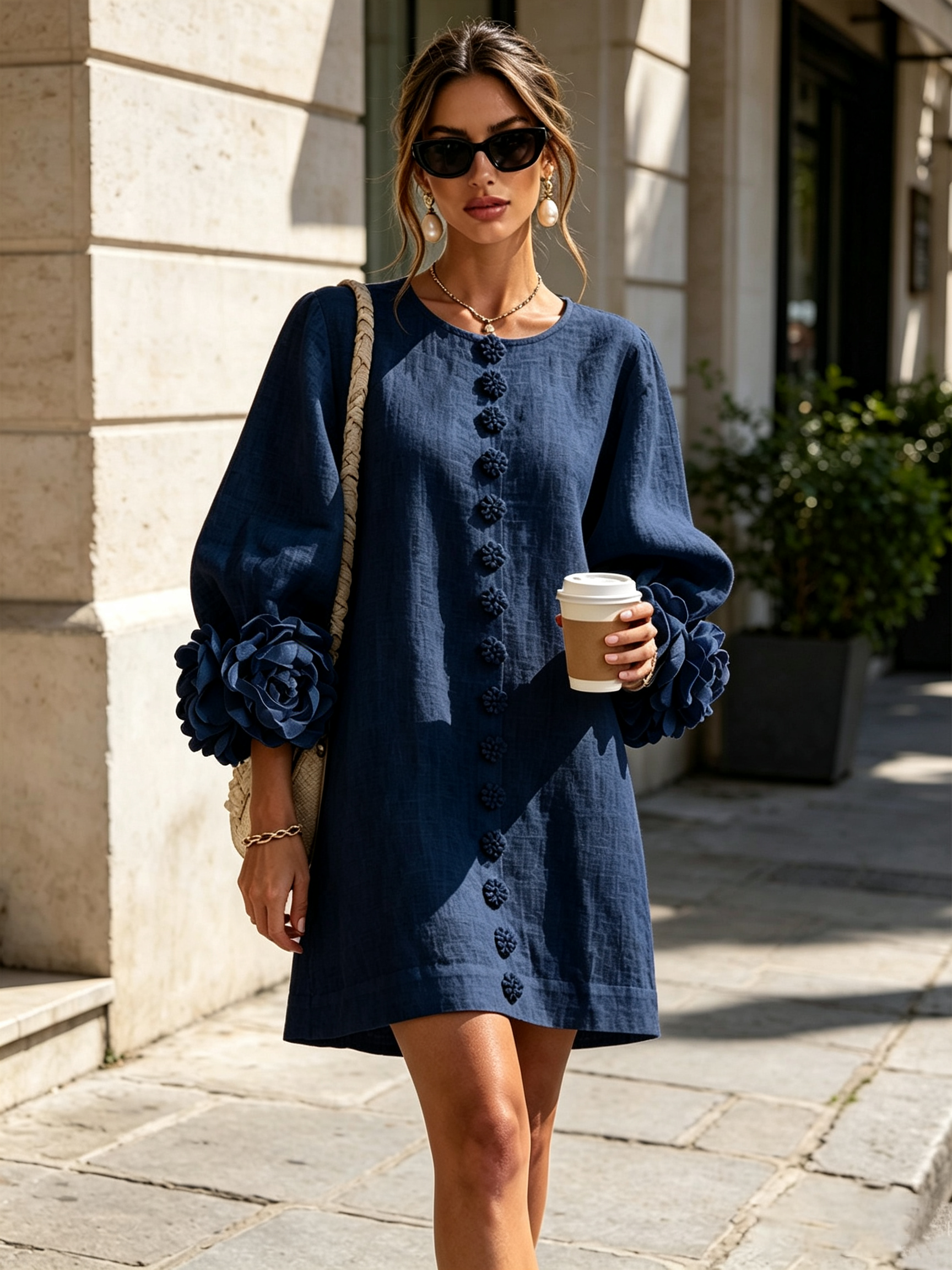 Robe Mini Florale Boutonnée