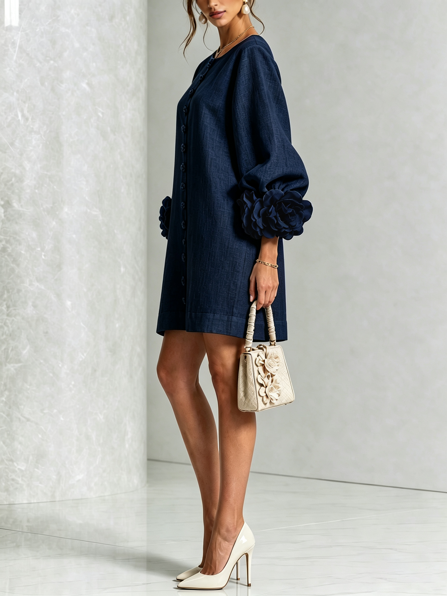 Robe Mini Florale Boutonnée