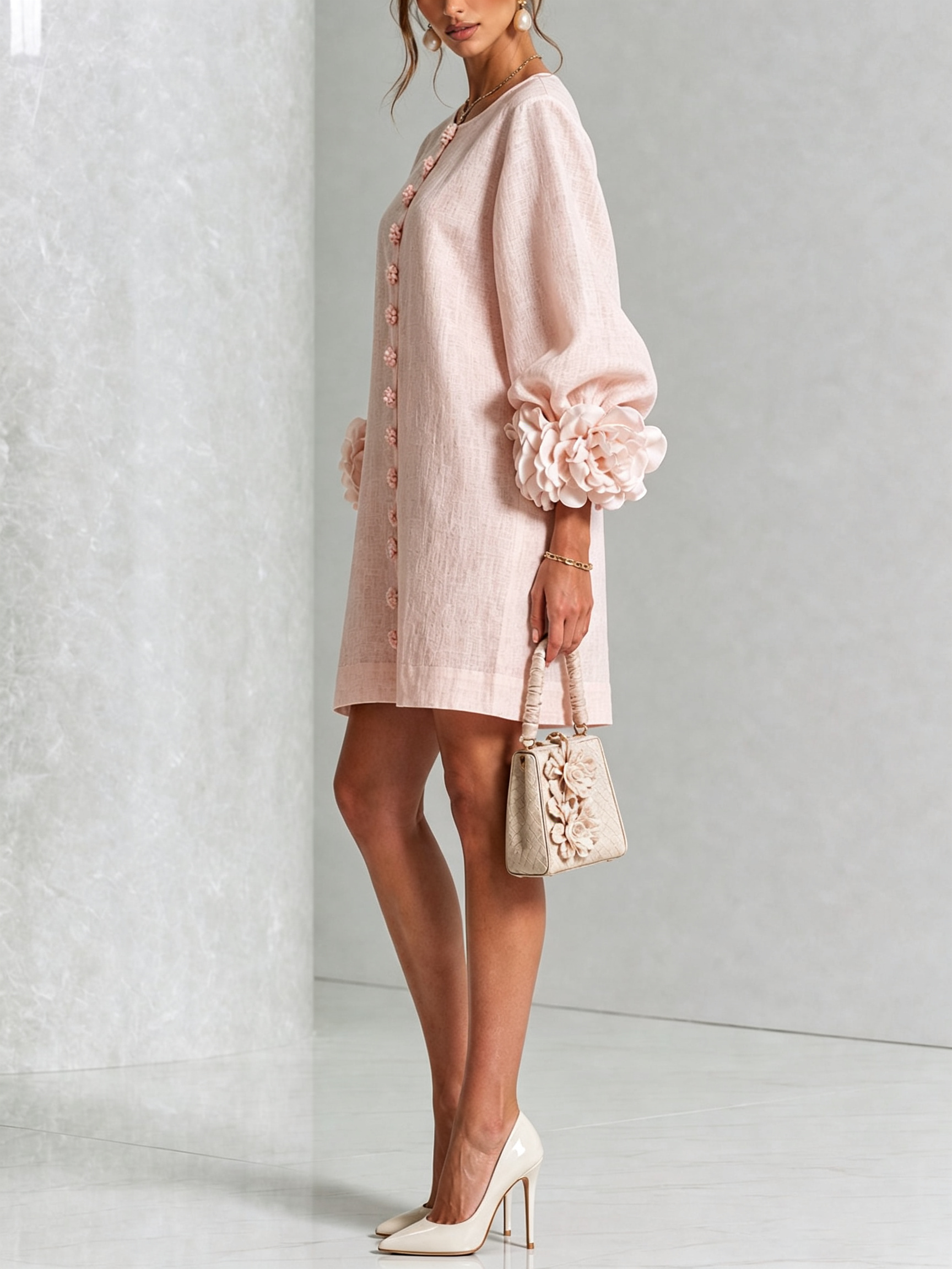 Robe Mini Florale Boutonnée