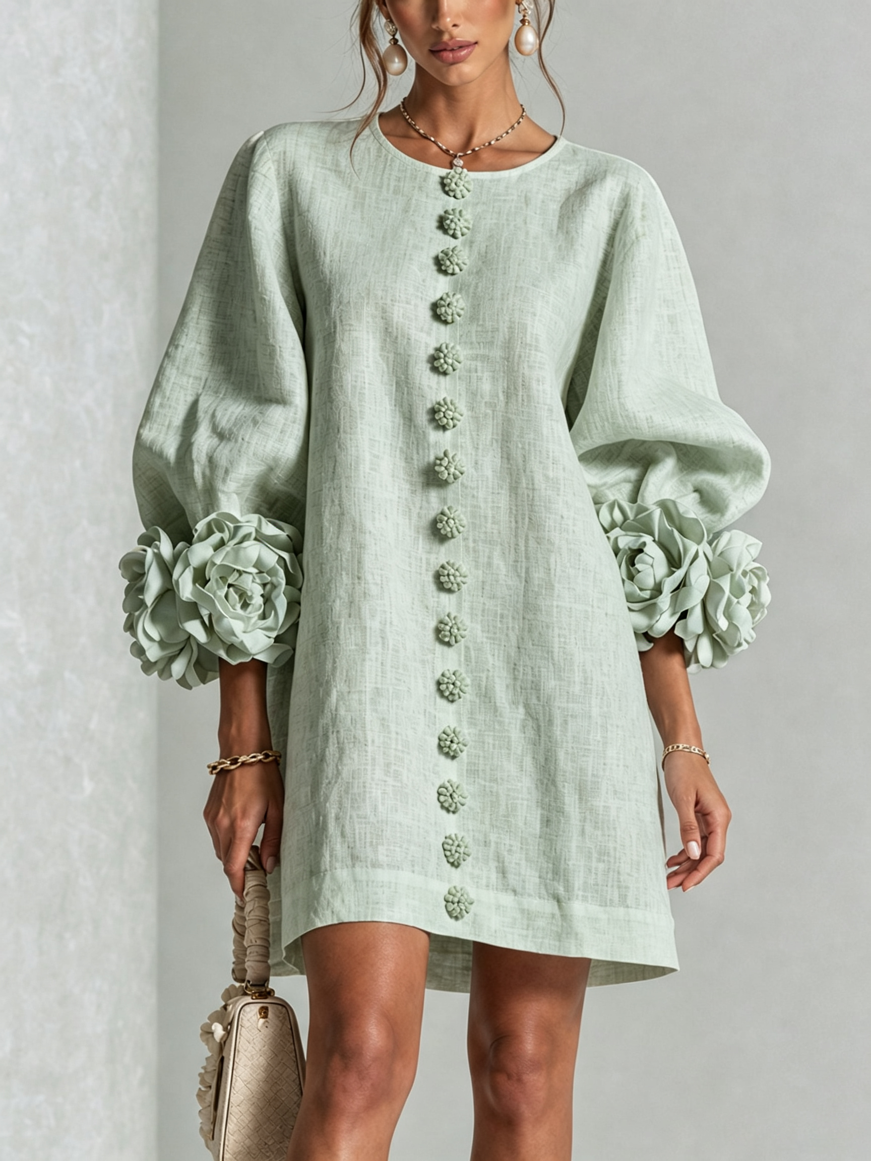 Robe Mini Florale Boutonnée