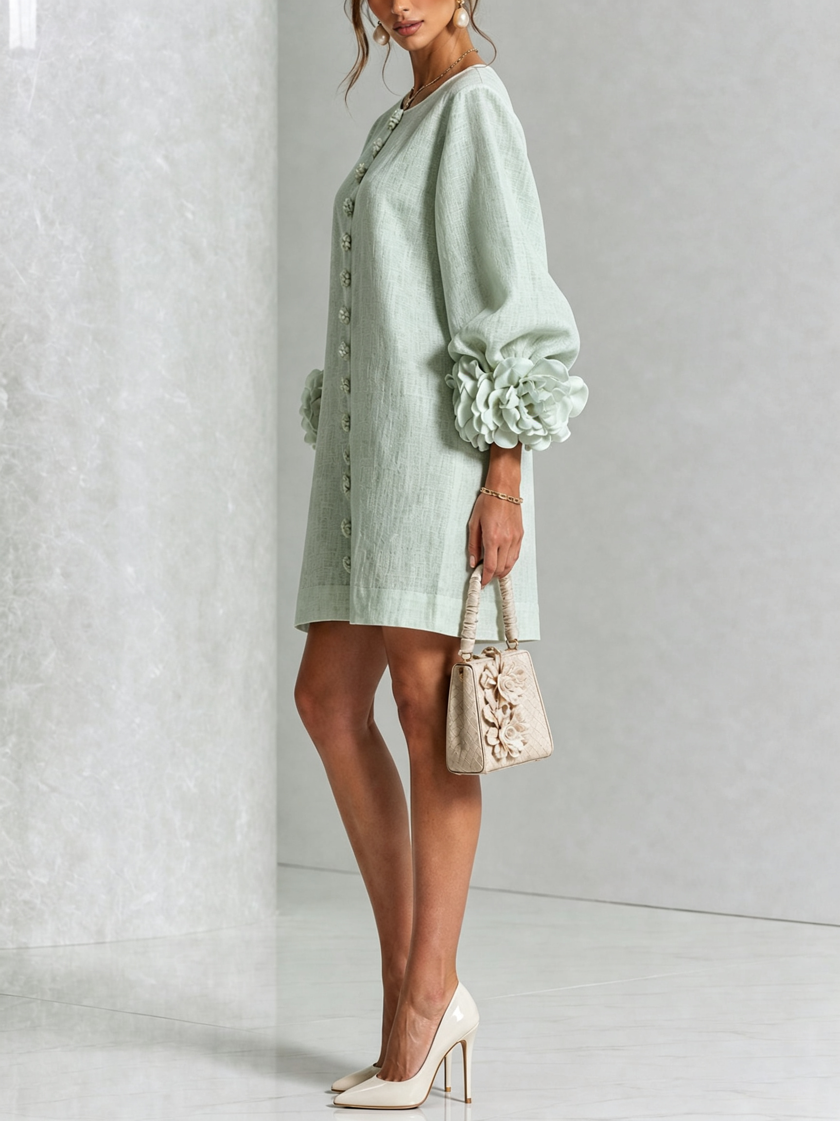 Robe Mini Florale Boutonnée