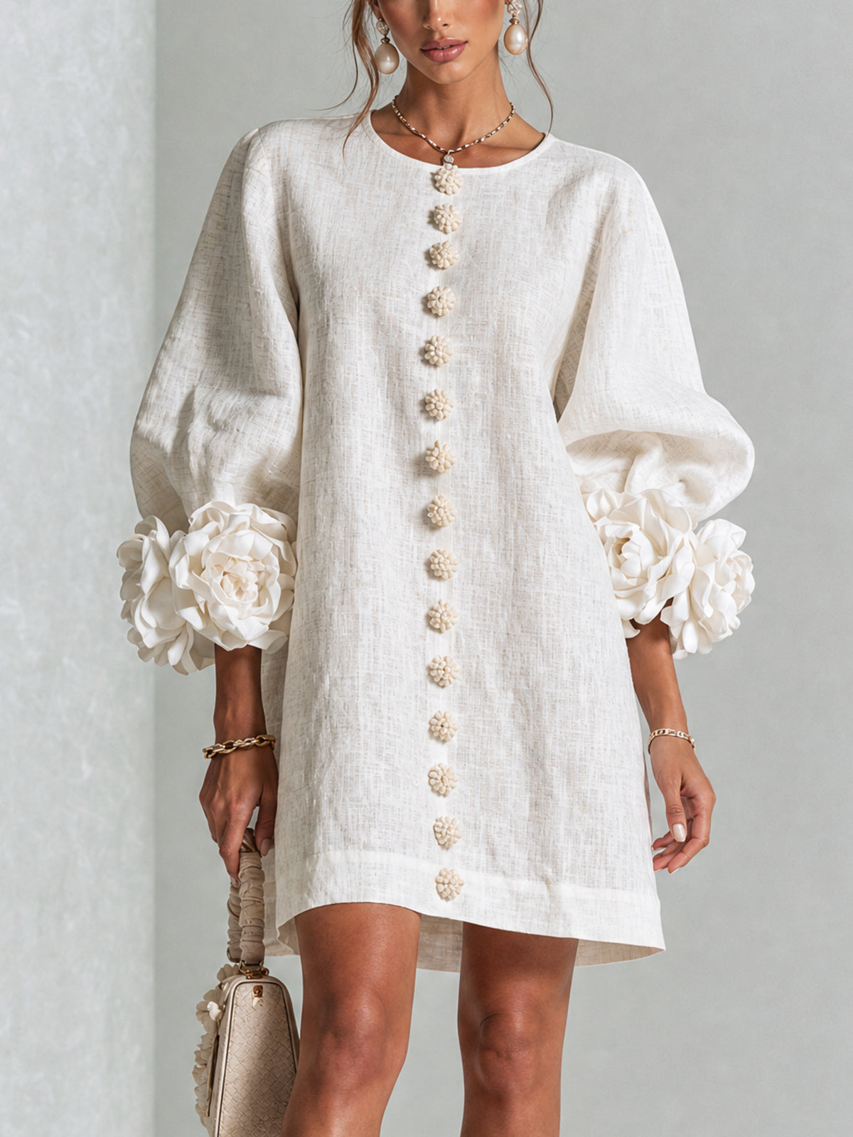 Robe Mini Florale Boutonnée
