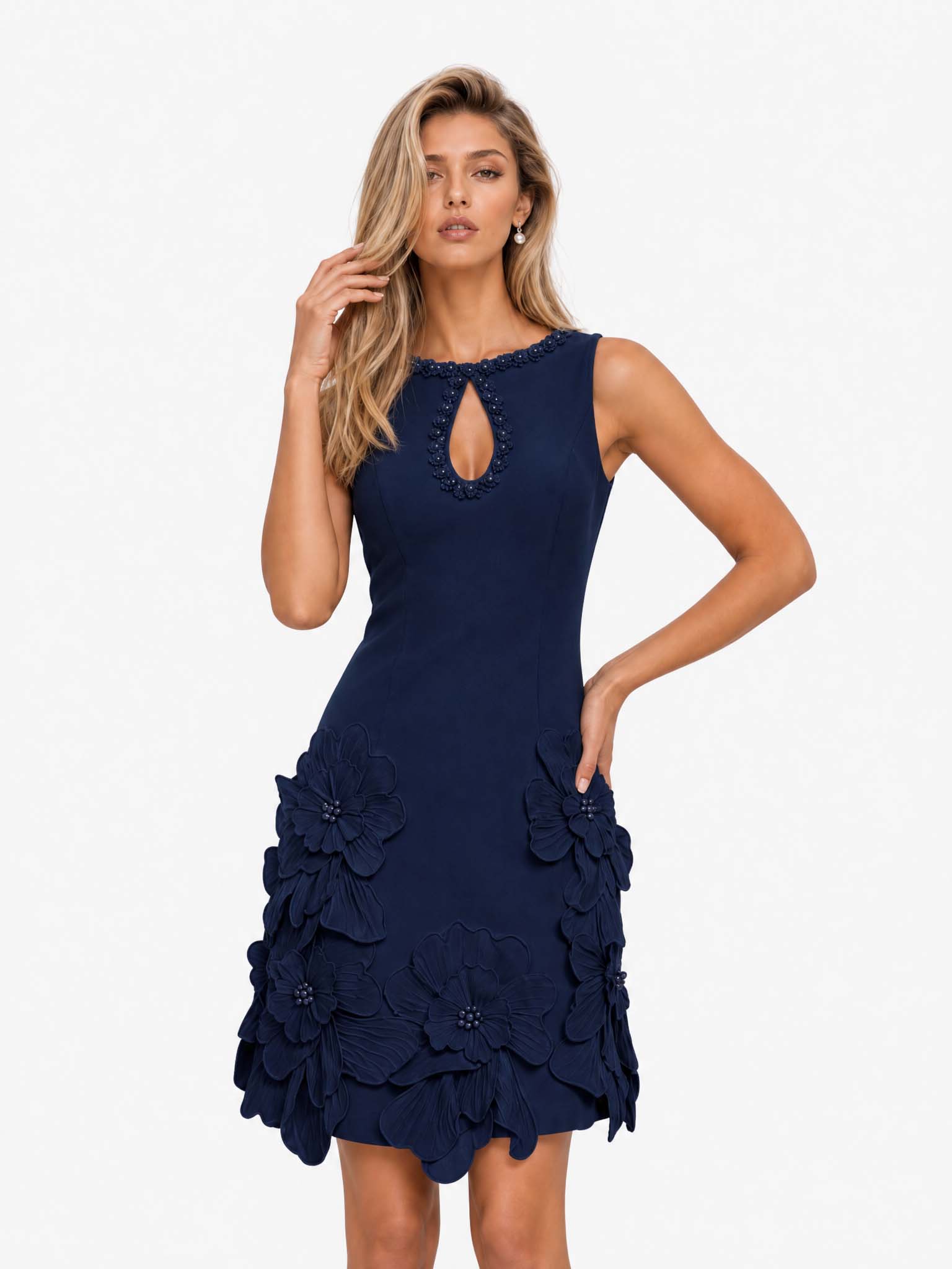 Robe Mini Élegante Sans Manches avec Découpe