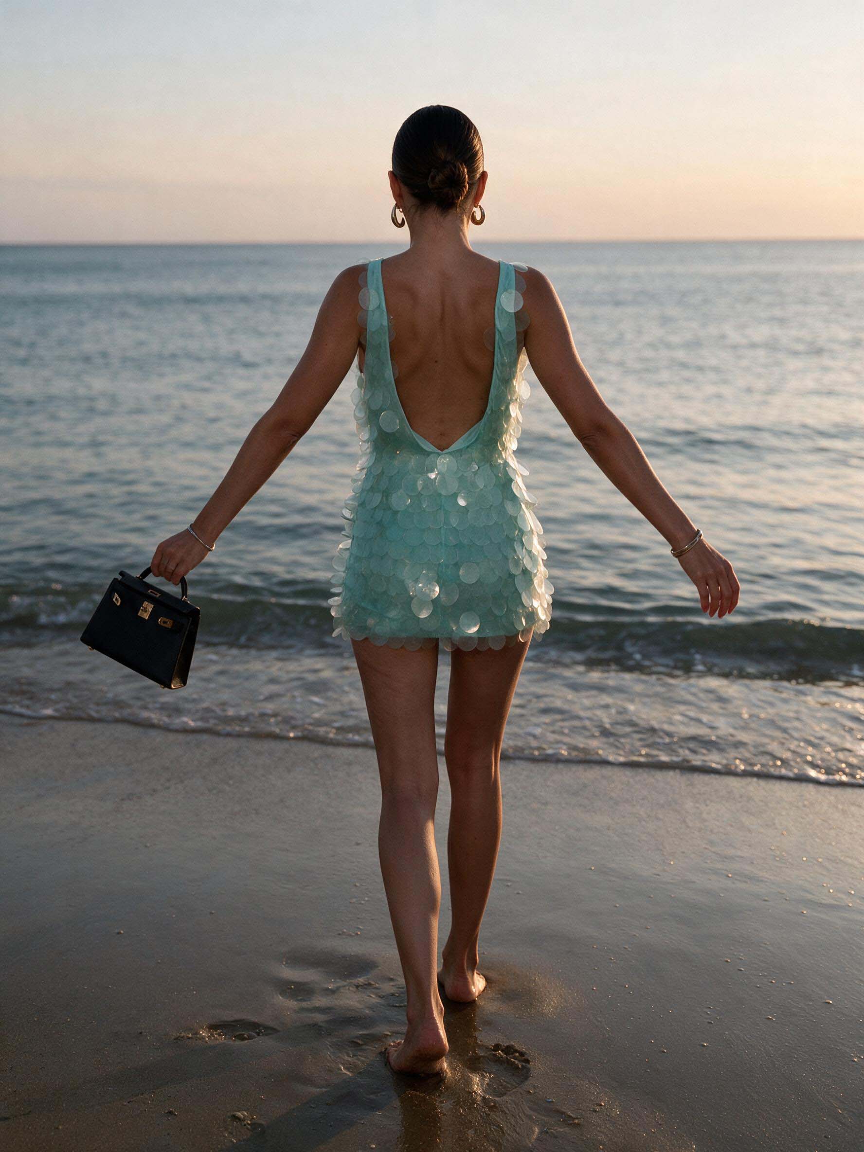 Robe Mini Dos Nu Élégante en Sequins