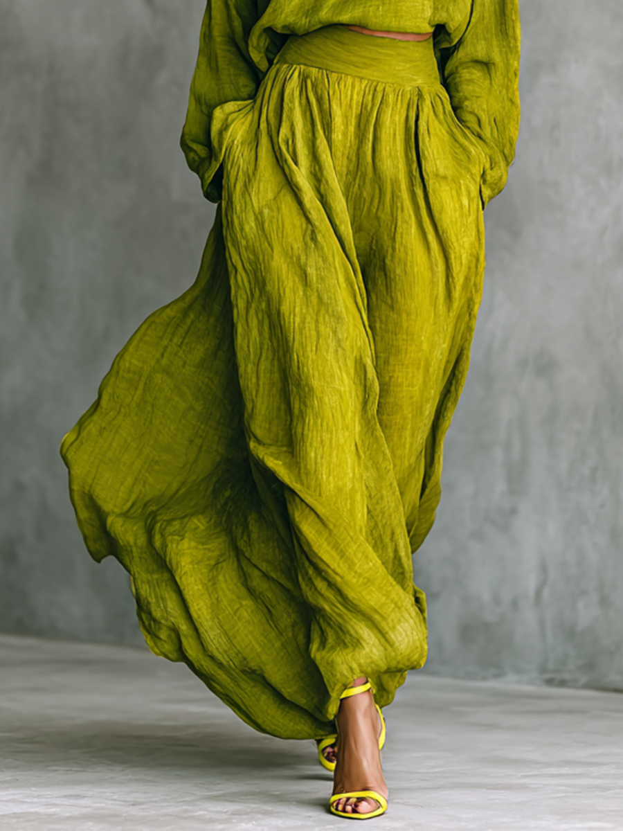 AliceLeon™ | Ensemble vert en coton et lin
