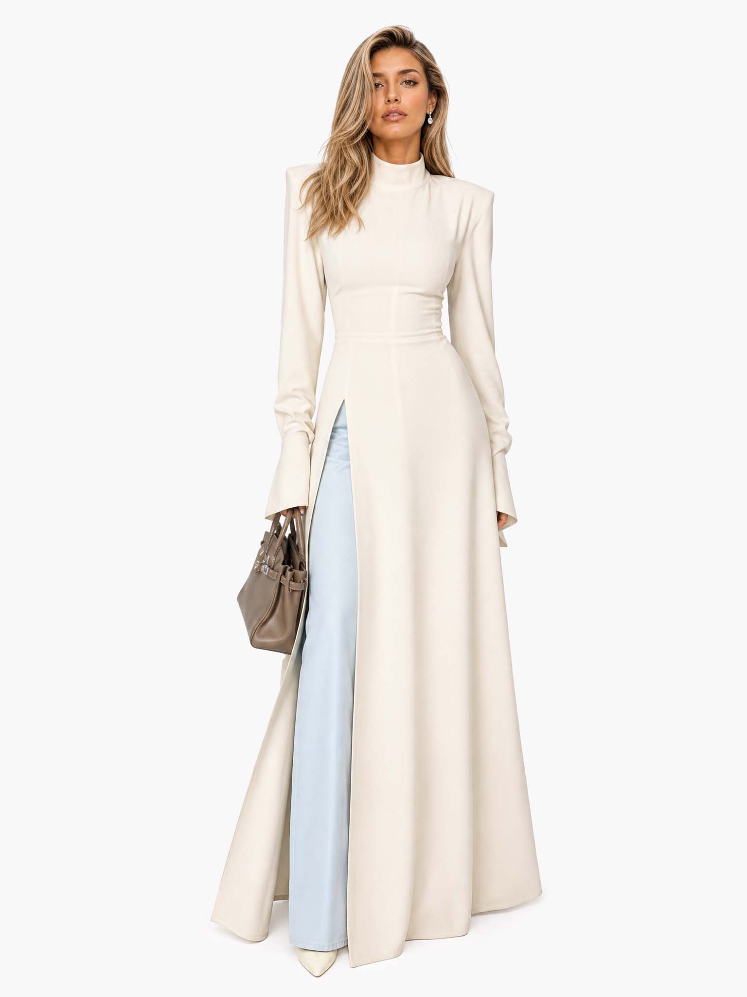 Robe Longue Élegante avec Fente Tendance