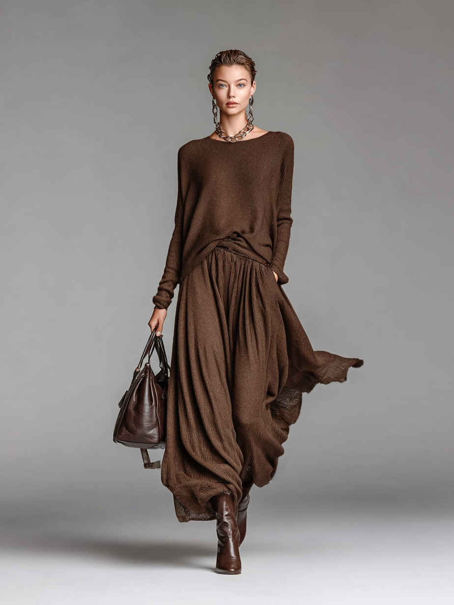 AliceLeon™ | Ensemble Jupe et Pull à Col Ronde