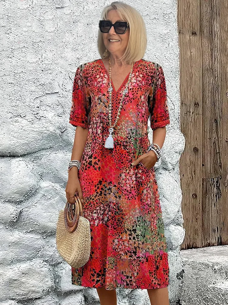 Rachel | Robe Midi Imprimée Élégante