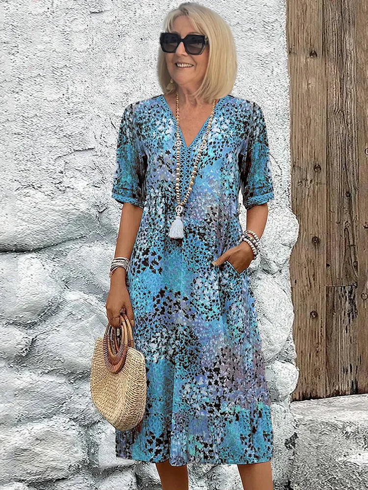 Rachel | Robe Midi Imprimée Élégante