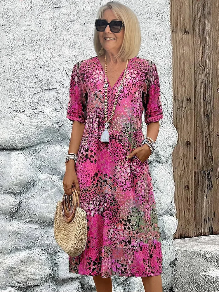 Rachel | Robe Midi Imprimée Élégante