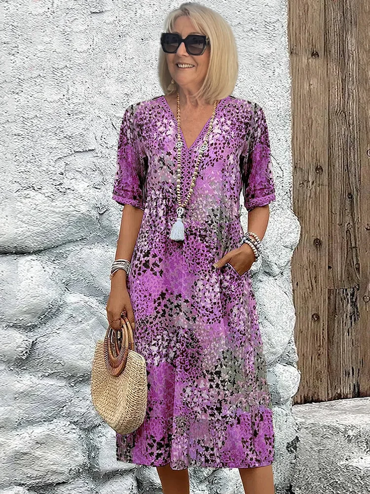 Rachel | Robe Midi Imprimée Élégante