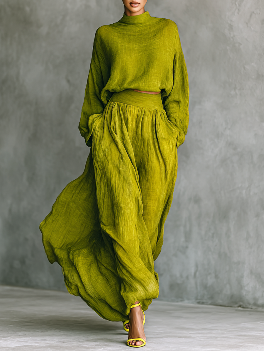 AliceLeon™ | Ensemble vert en coton et lin