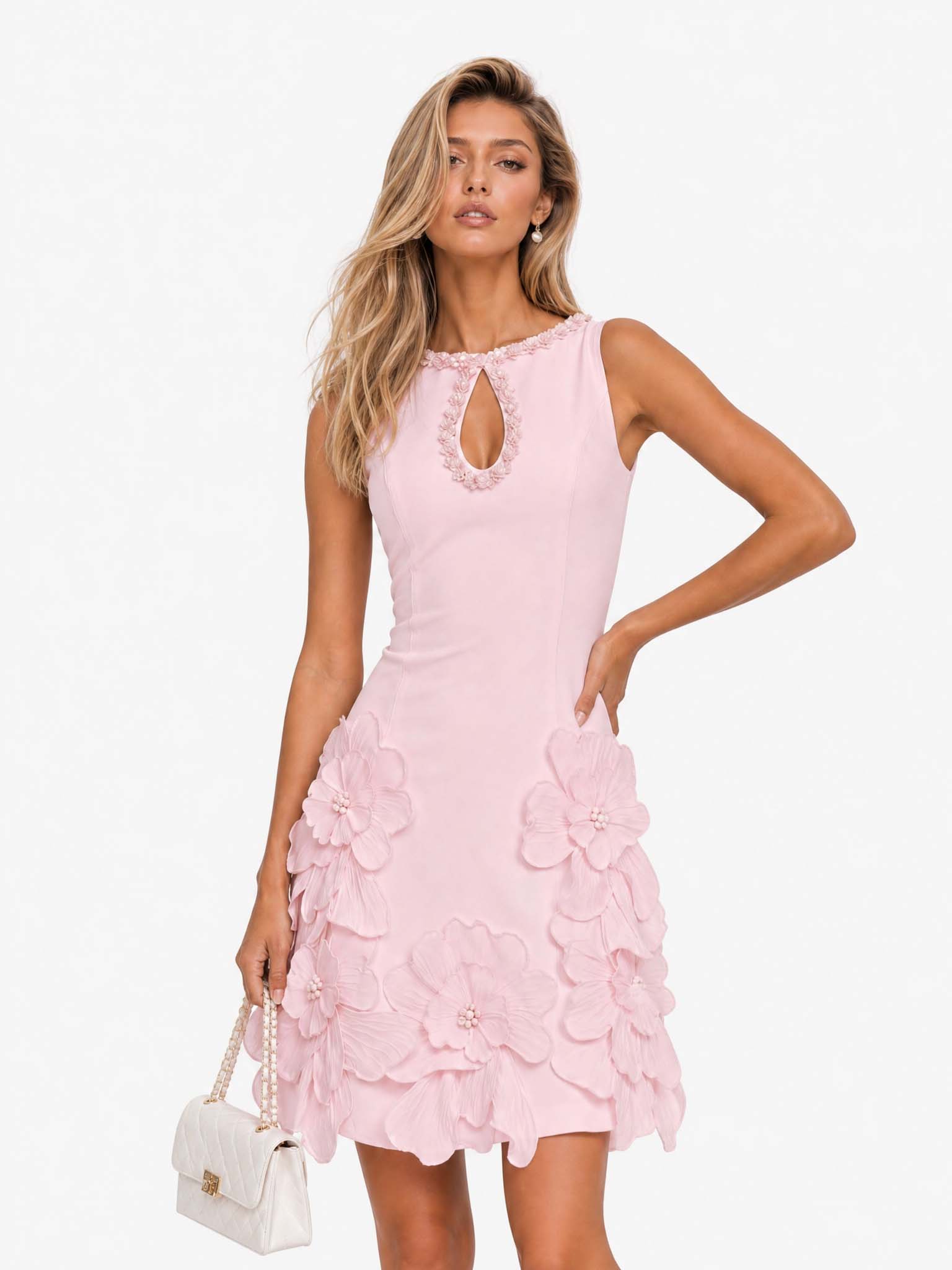 Robe Mini Élegante Sans Manches avec Découpe