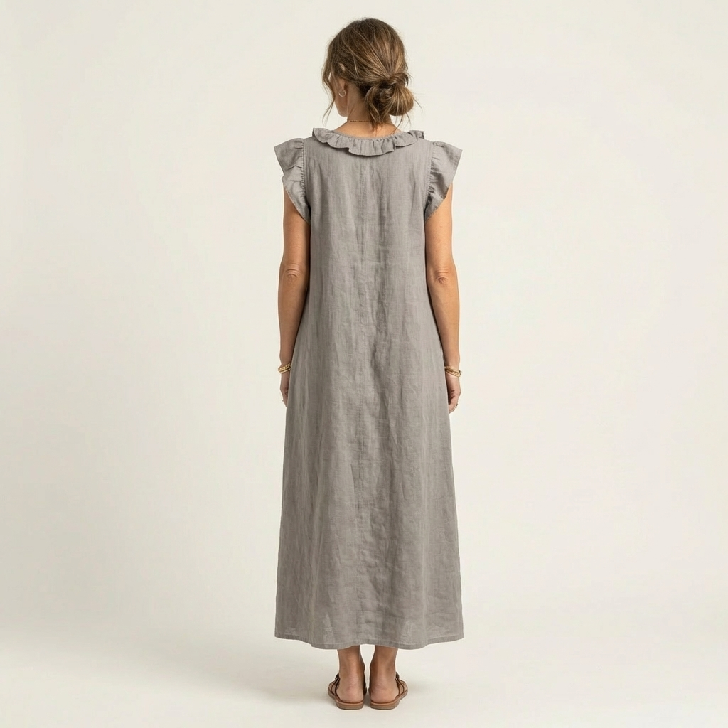 Robe Maxi en Lin à Volants