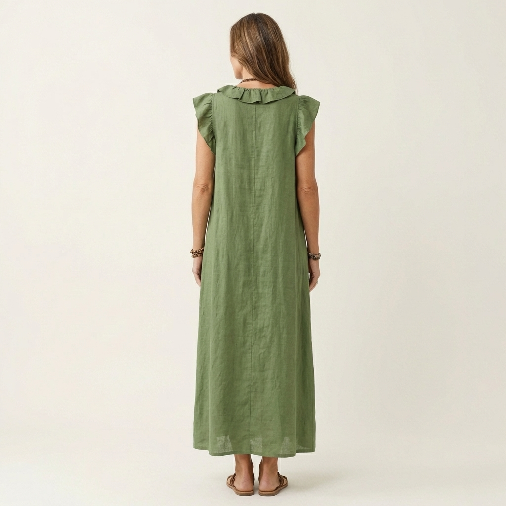 Robe Maxi en Lin à Volants