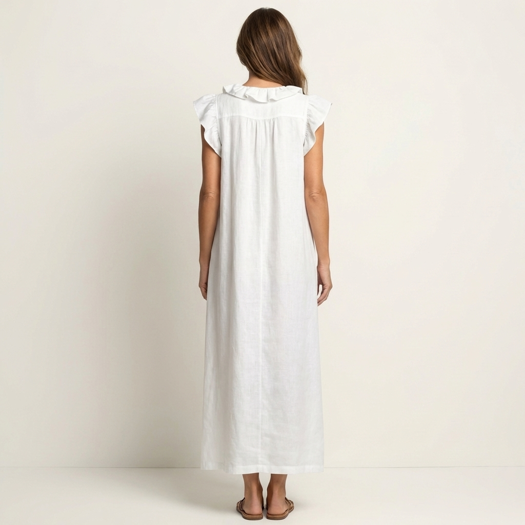 Robe Maxi en Lin à Volants