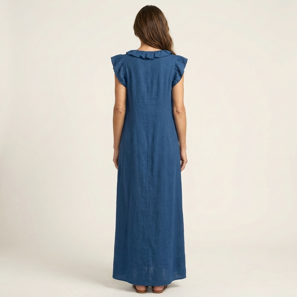 Robe Maxi en Lin à Volants