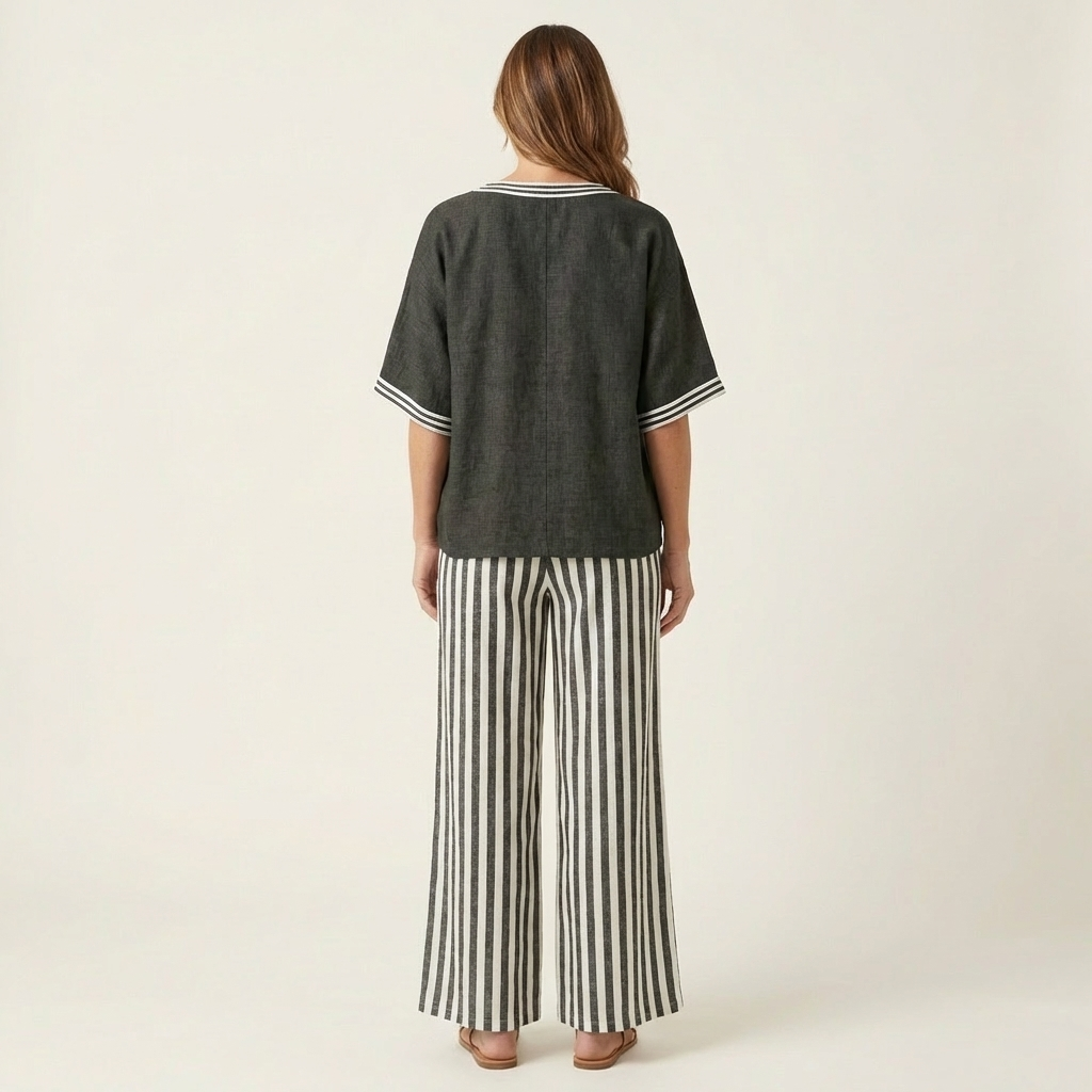 Ensemble Rayé à Col V