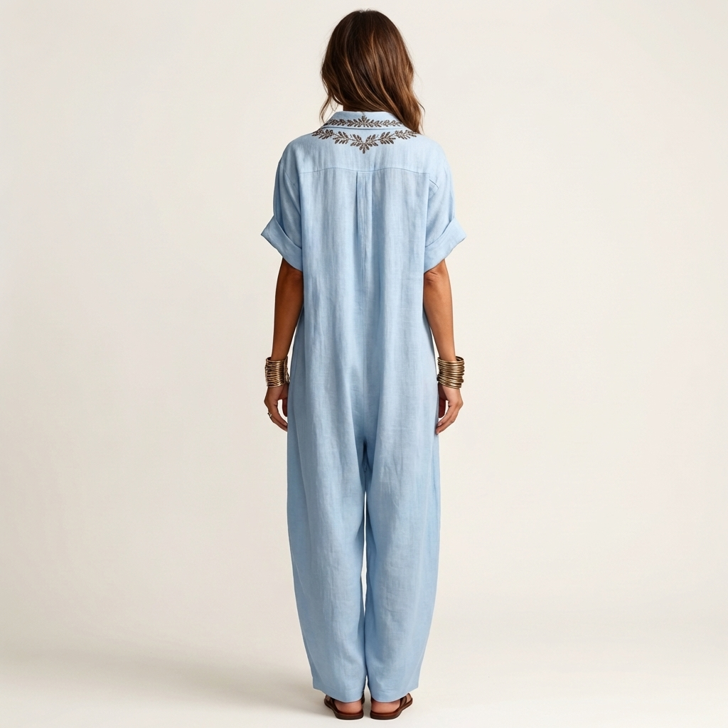 Maxi Robe en Lin Brodé