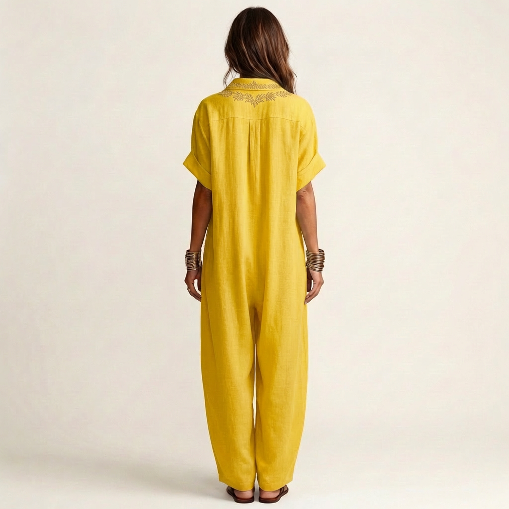 Maxi Robe en Lin Brodé