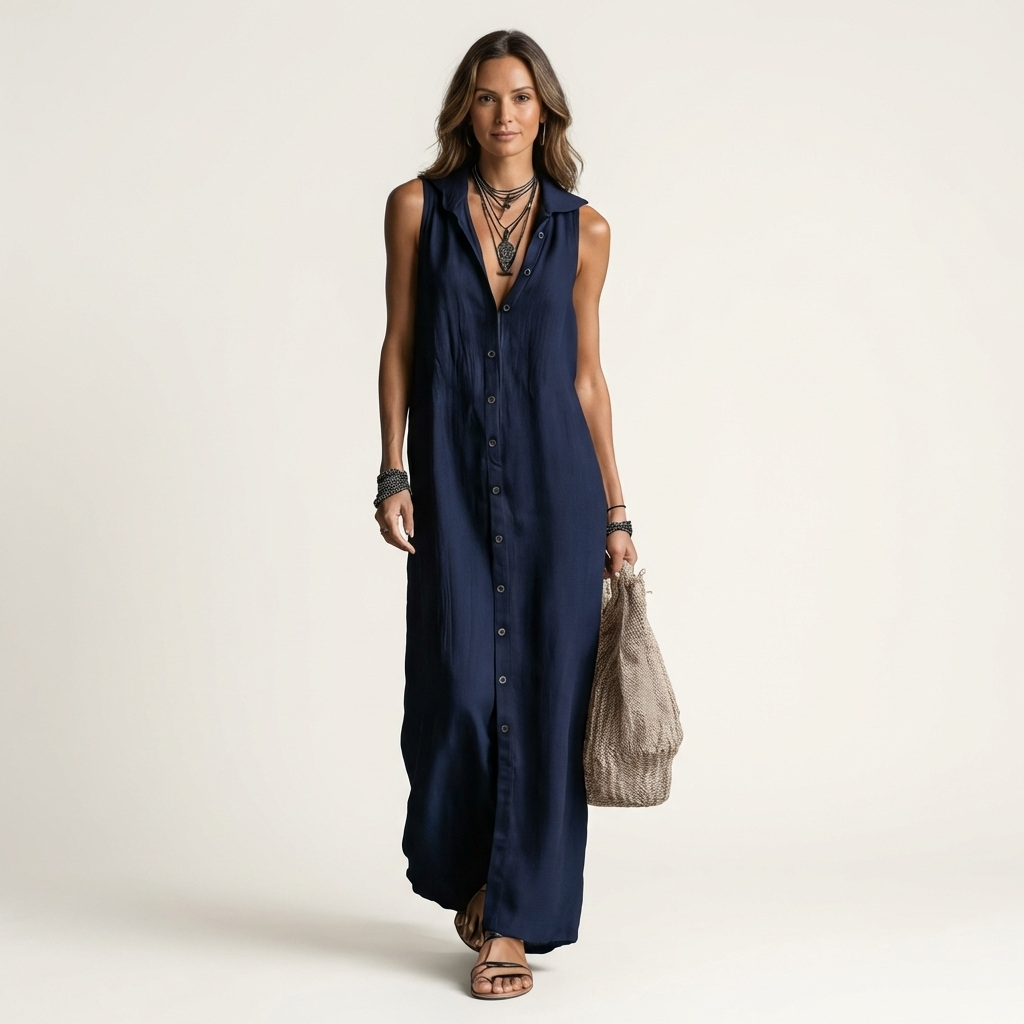 Robe Maxi en Lin à Capuche