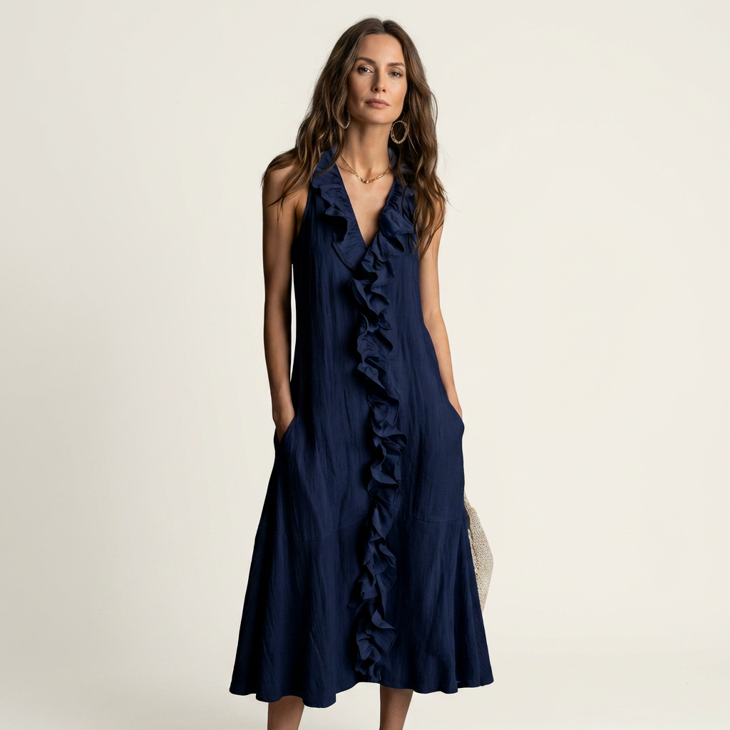 Maxi Robe en Lin Sans Manches