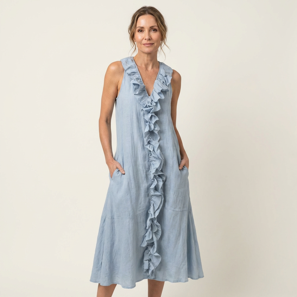 Maxi Robe en Lin Sans Manches