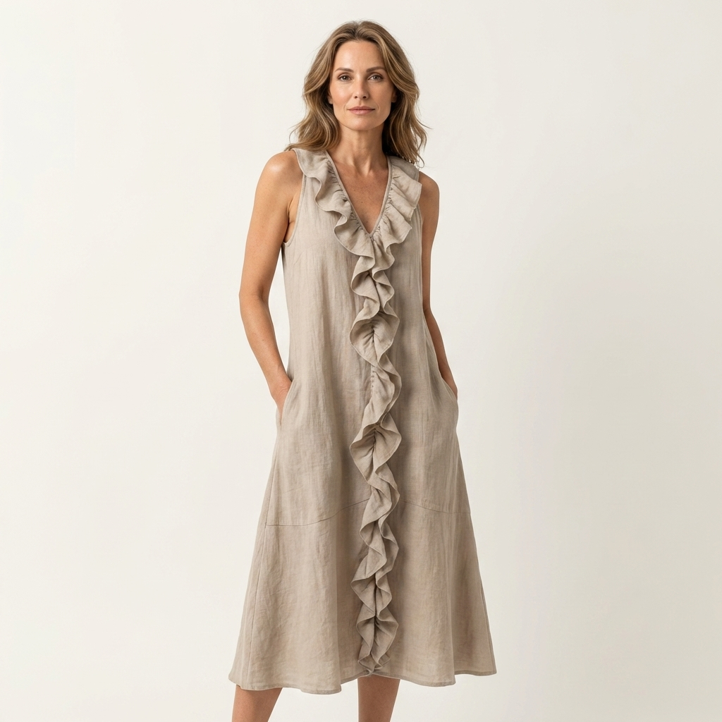 Maxi Robe en Lin Sans Manches