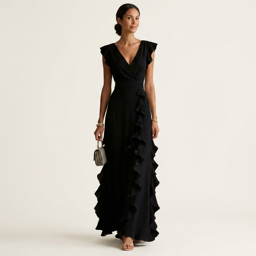 Robe Maxi à Décolleté Croisé