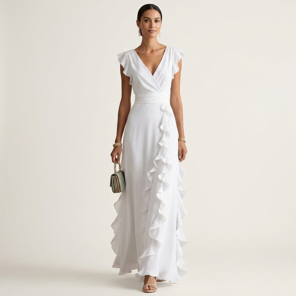 Robe Maxi à Décolleté Croisé