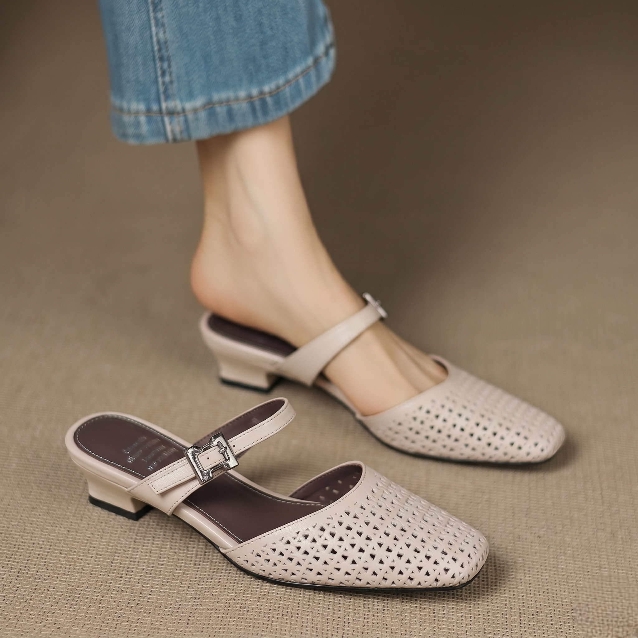 Véritable Mules en Cuir Ovia